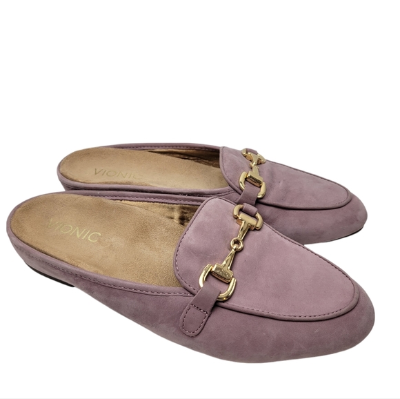 Vionic Adeline Suede Slip-on Leather Mules - Picture 1 of 9